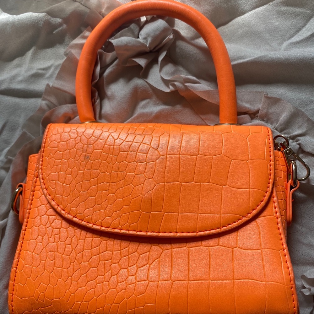Orange croc skin hand bag/crossbody